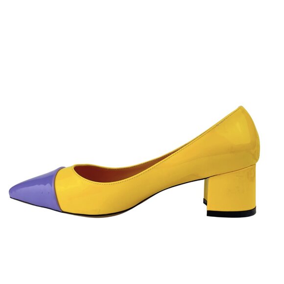 Yellow and Purple Patent Block Heels - Picture 5 of 5